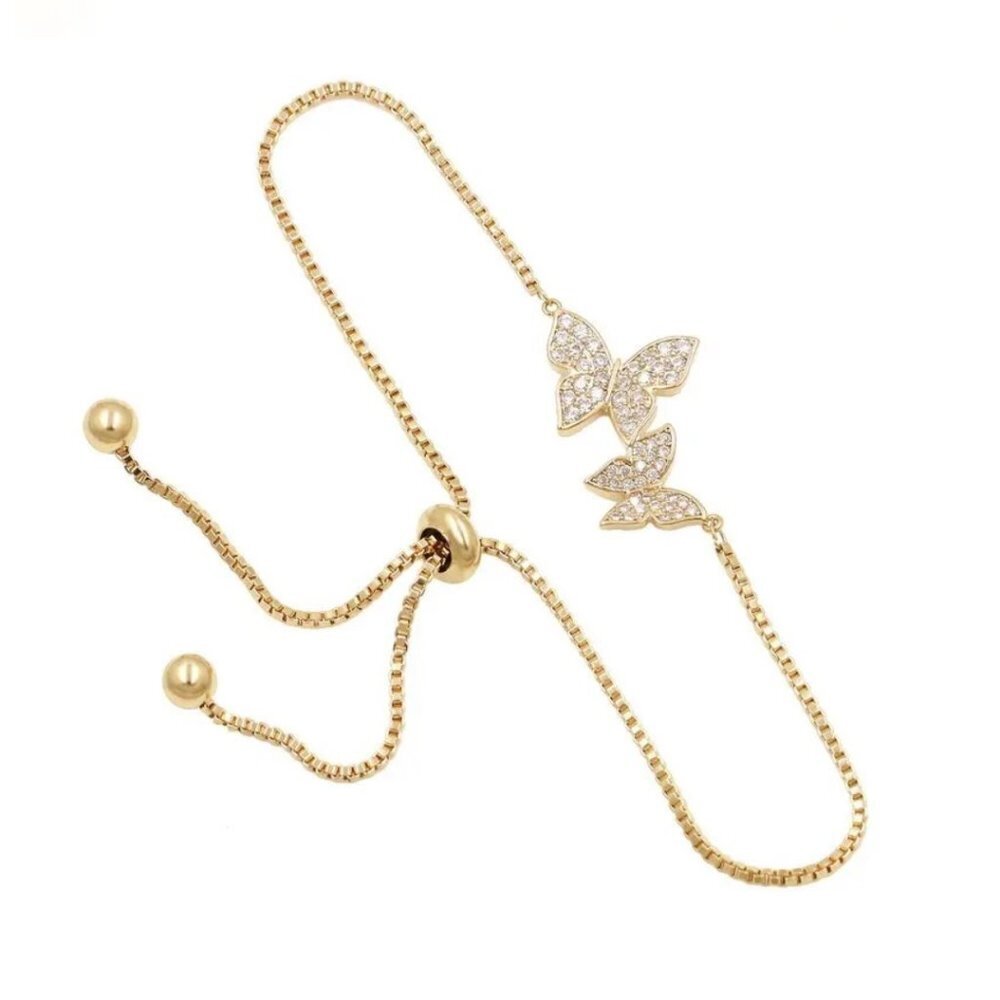 Jewelry bracelet butterfly butterflies symbol of friendship yellow gold dainty